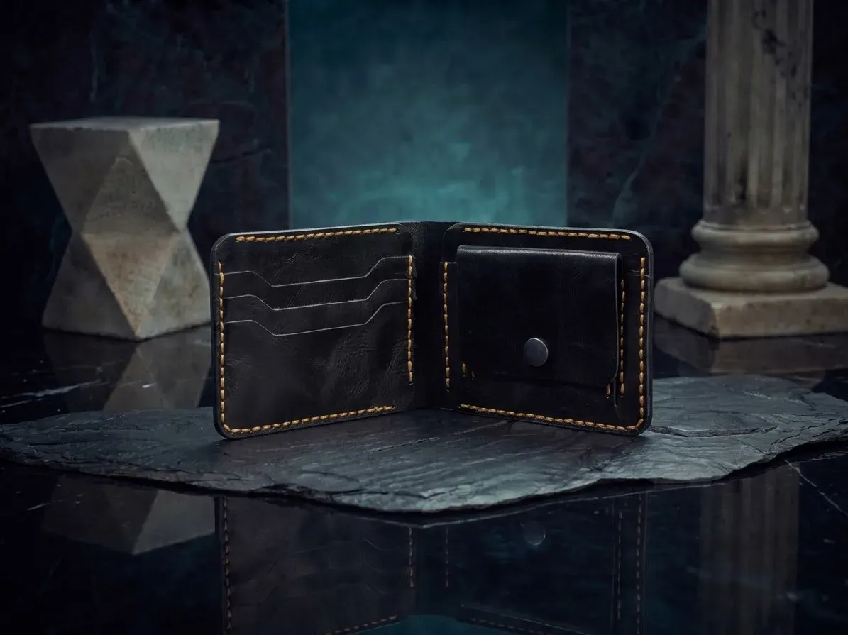 Baby Buffalo Black Leather Wallet