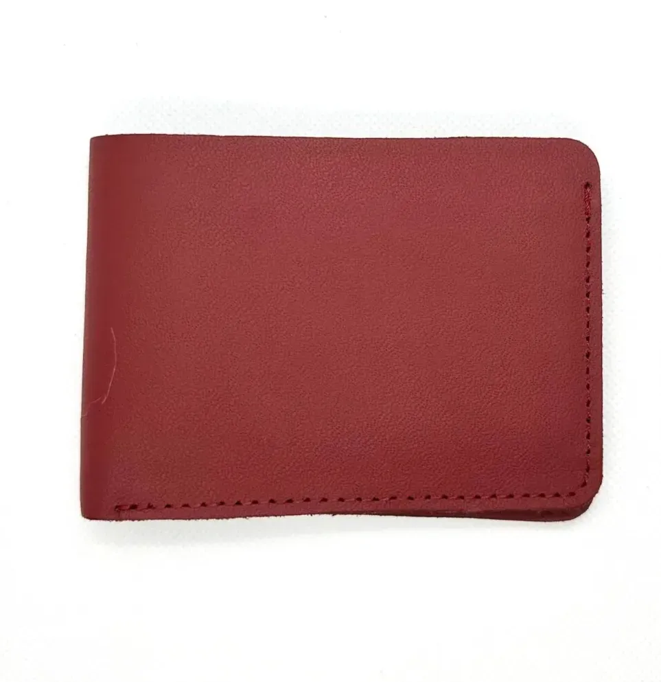 Premium Flate Grain Leather Wallet (Rust Red )