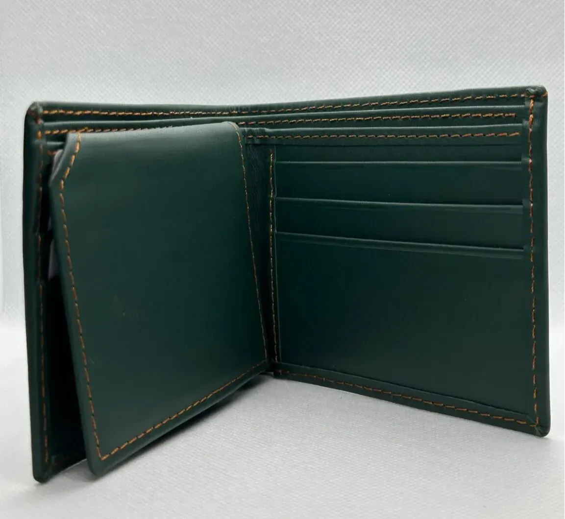 Cowhide Slim Leather Wallet (Hunter Green color 