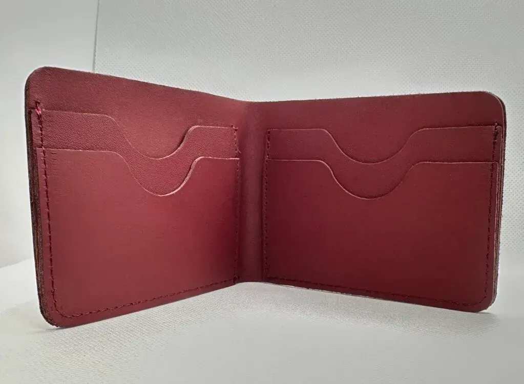 Premium Flate Grain Leather Wallet (Rust Red )
